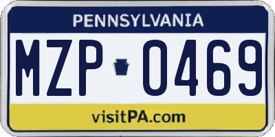 PA license plate MZP0469