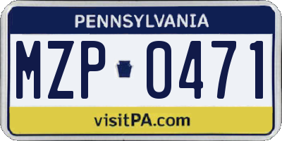 PA license plate MZP0471