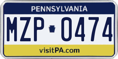 PA license plate MZP0474
