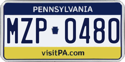PA license plate MZP0480