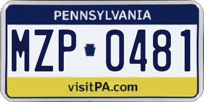 PA license plate MZP0481
