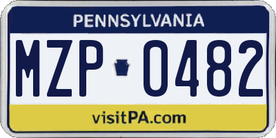 PA license plate MZP0482