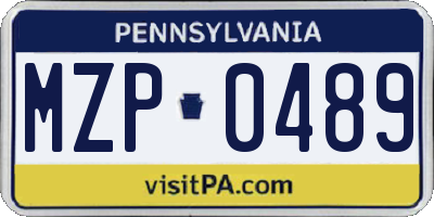PA license plate MZP0489