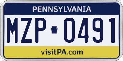 PA license plate MZP0491