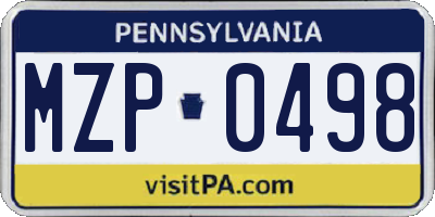 PA license plate MZP0498
