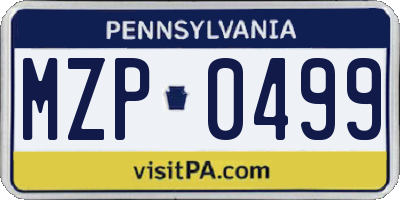 PA license plate MZP0499