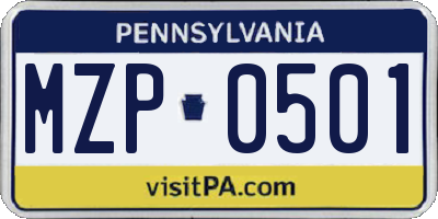 PA license plate MZP0501