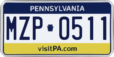 PA license plate MZP0511