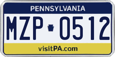 PA license plate MZP0512