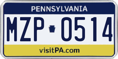 PA license plate MZP0514