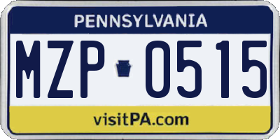 PA license plate MZP0515