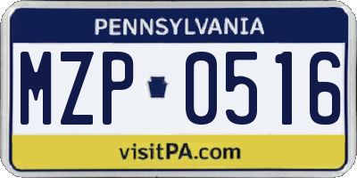 PA license plate MZP0516