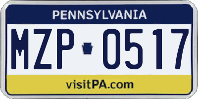 PA license plate MZP0517