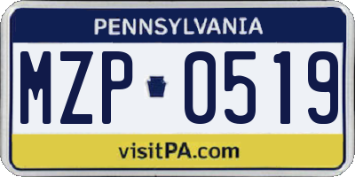PA license plate MZP0519