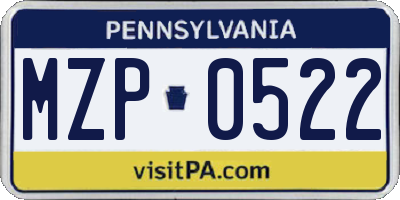 PA license plate MZP0522