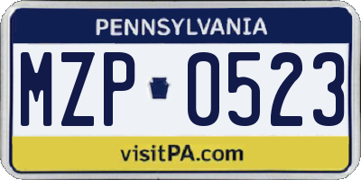 PA license plate MZP0523