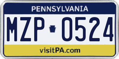 PA license plate MZP0524