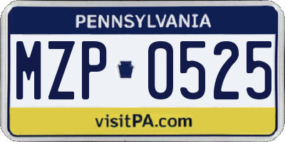 PA license plate MZP0525