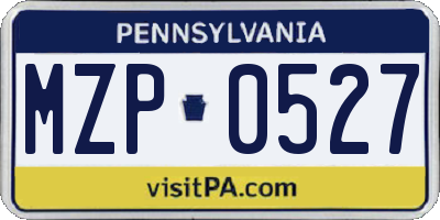 PA license plate MZP0527