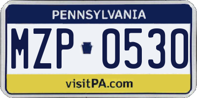 PA license plate MZP0530