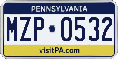 PA license plate MZP0532
