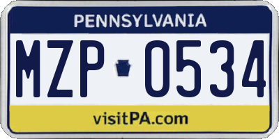 PA license plate MZP0534