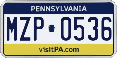 PA license plate MZP0536