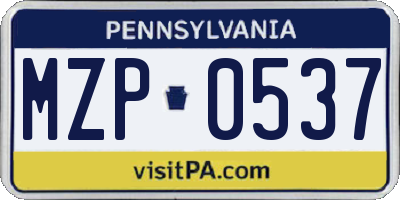 PA license plate MZP0537