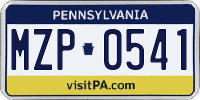 PA license plate MZP0541
