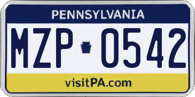 PA license plate MZP0542
