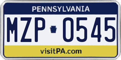 PA license plate MZP0545