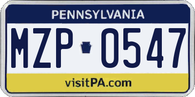 PA license plate MZP0547