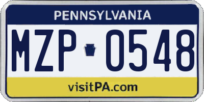 PA license plate MZP0548
