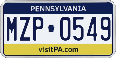 PA license plate MZP0549
