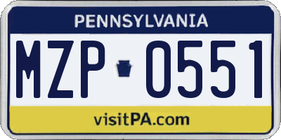 PA license plate MZP0551