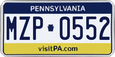 PA license plate MZP0552
