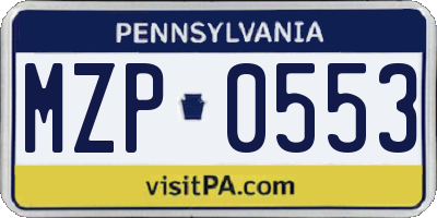 PA license plate MZP0553