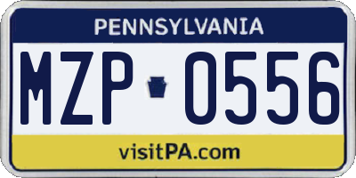 PA license plate MZP0556