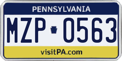 PA license plate MZP0563