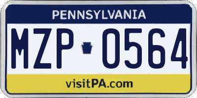 PA license plate MZP0564