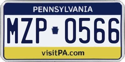 PA license plate MZP0566