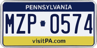 PA license plate MZP0574