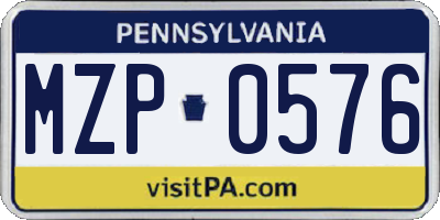 PA license plate MZP0576