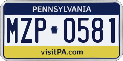 PA license plate MZP0581