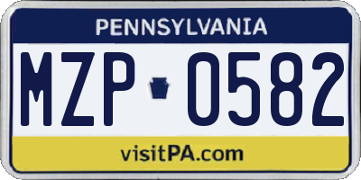 PA license plate MZP0582