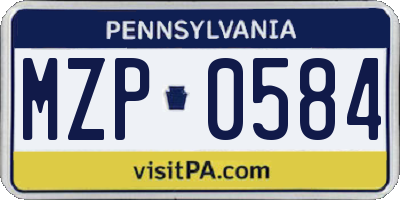 PA license plate MZP0584