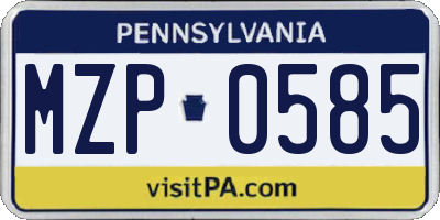 PA license plate MZP0585