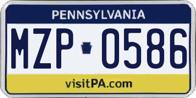 PA license plate MZP0586