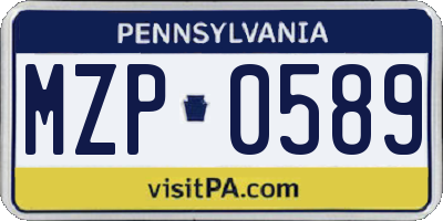 PA license plate MZP0589