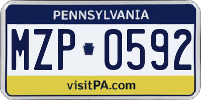 PA license plate MZP0592